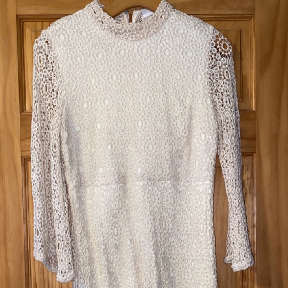 Crocheted dress with bell sleeves